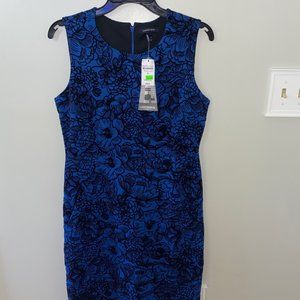 Lands' End Lighthouse Persian Cobalt Flocked Floral Sheath Dress